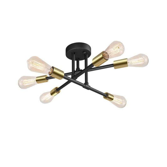 Cedar Hill 17.5 in. 6-Light Black Sputnik Semi-Flush Mount Ceiling Light 410819