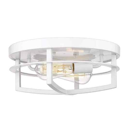 JAZAVA 13 in. 2-Light White Flush Mount Ceiling Light Fixtures HD4FW01-F WHDM
