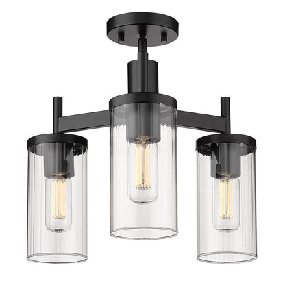 Golden Lighting Winslett 16.5 in. 3-Light Matte Black Semi-Flush Mount