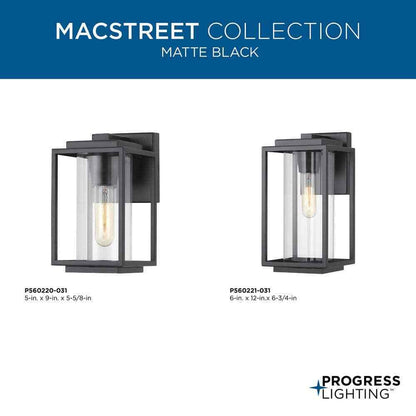 Progress Lighting Macstreet 9in. 1-Light Matte Black Modern Outdoor Wall Lantern