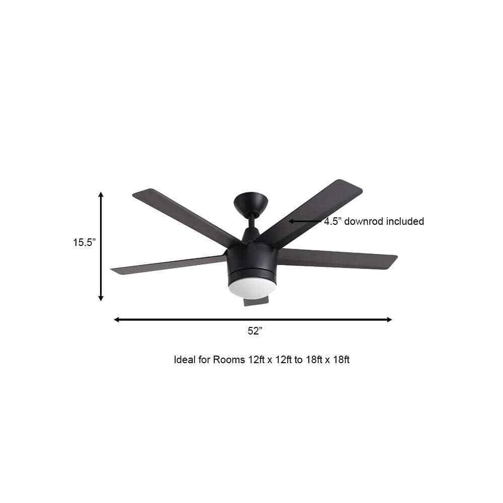 Home Decorators Merwry 52 in. LED Indoor Matte Black Ceiling Fan