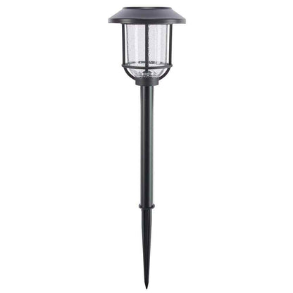 Hampton Bay Millbrook Solar Black LED Metal Glass Landscape Pathway Light 4-Pack