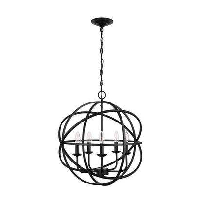 Home Decorators Collection Sarolta Sands Black Chandelier Light Caged Globe