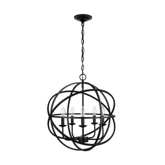 Home Decorators Collection Sarolta Sands Black Chandelier Light Caged Globe