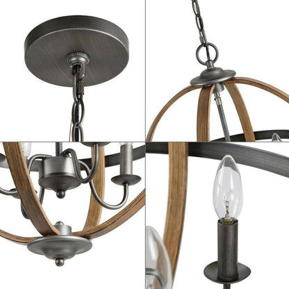 LNC Farmhouse 4-Light Globe Cage Candlestick Classic Island Chandelier