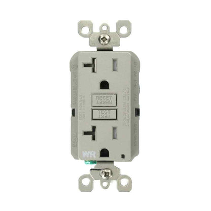 Leviton 20 Amp SmartlockPro Weather/Tamper Resistant GFCI Duplex Outlet Gray