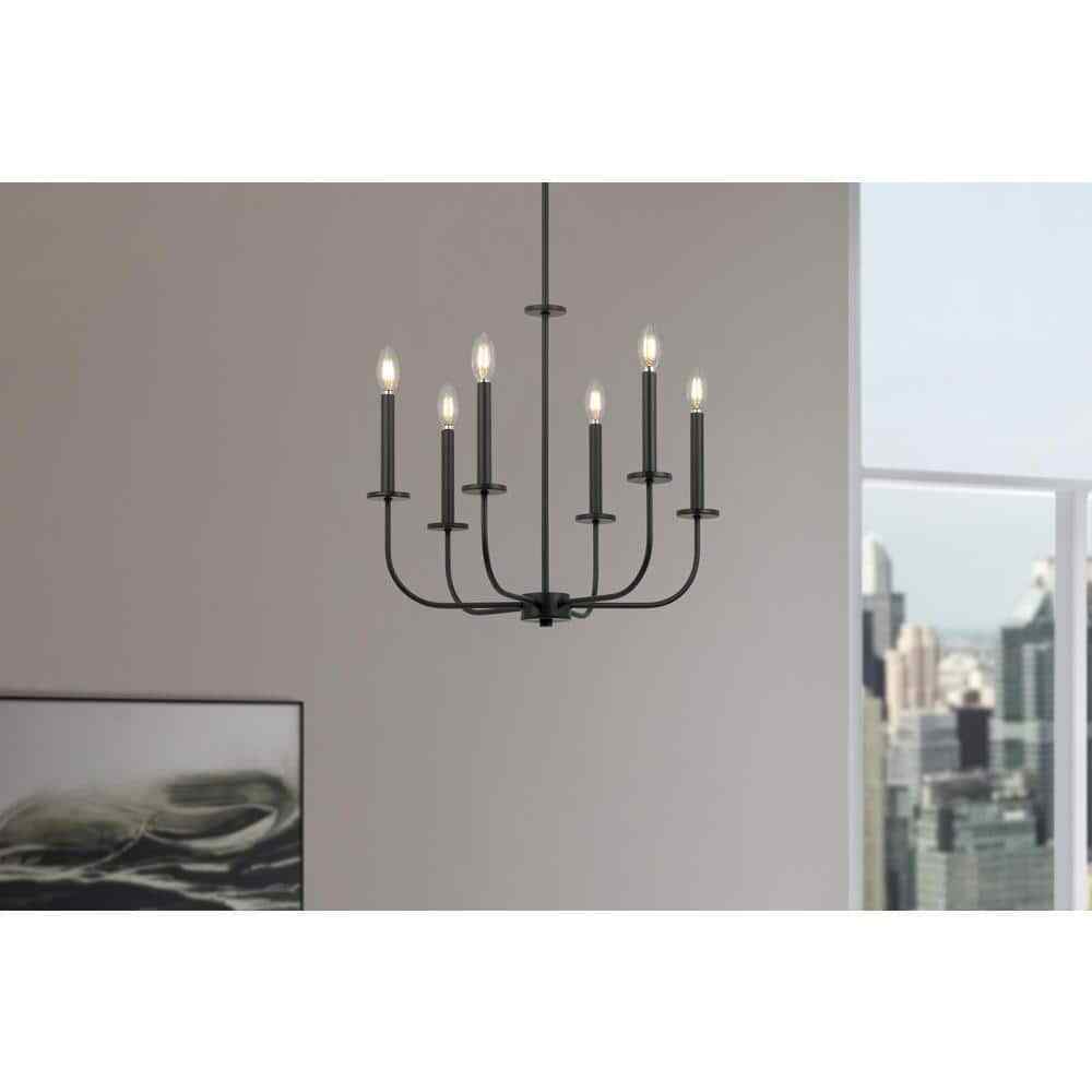 Hampton Bay Tilden 6-Light Matte Black Chandelier KSH9106AX-01/MB