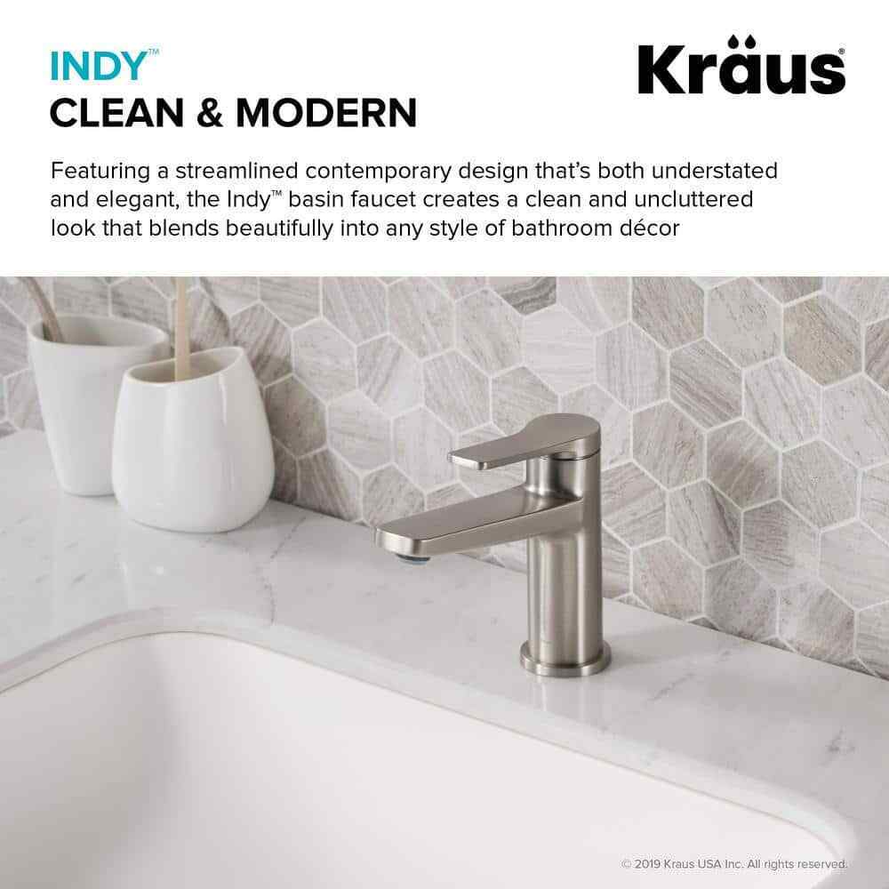 KRAUS Indy Single Hole Single-Handle Basin Bathroom Faucet in