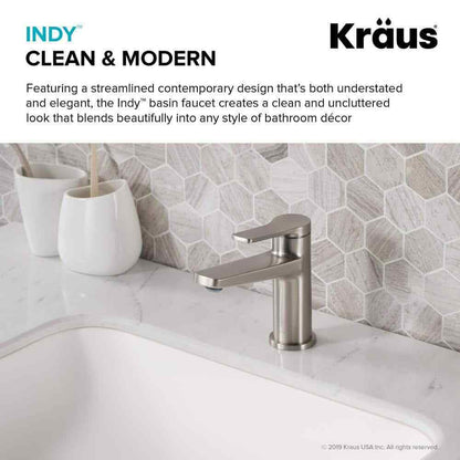 KRAUS Indy Single Hole Single-Handle Basin Bathroom Faucet in