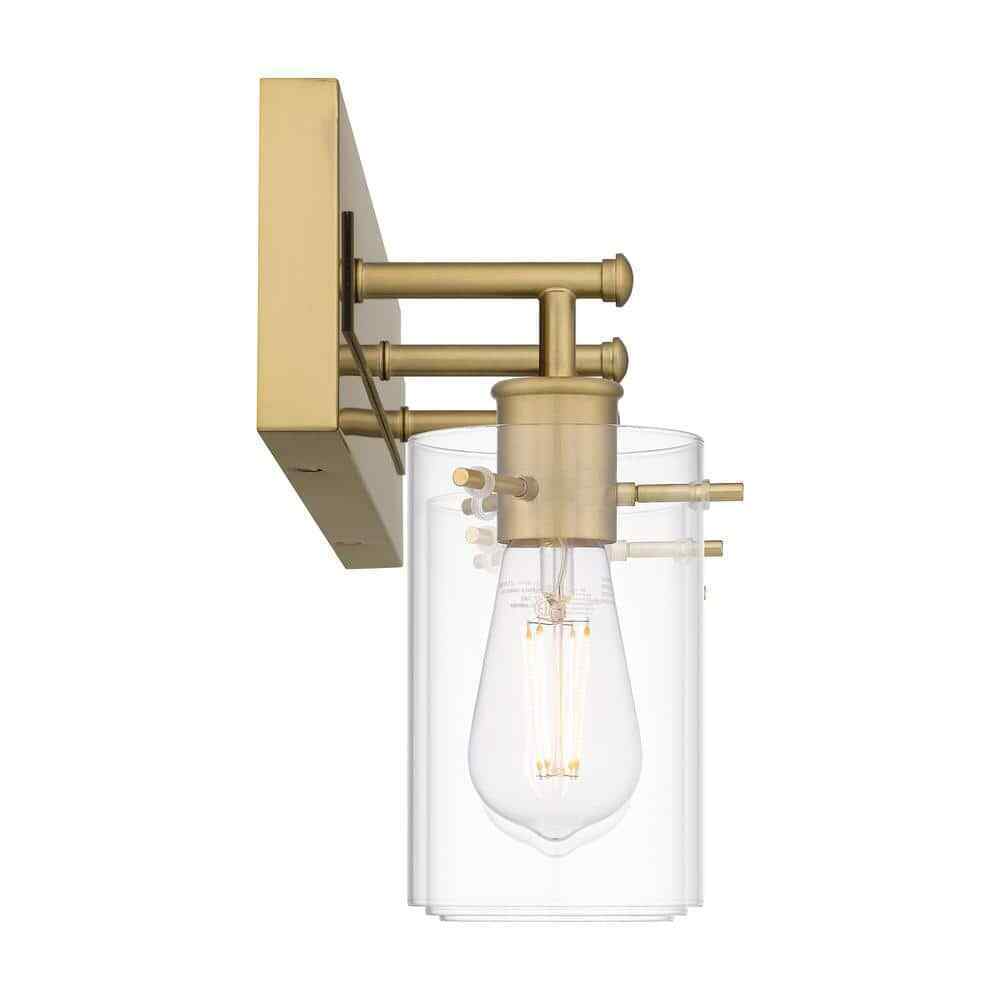 Hampton Bay Regan 21 in. 3-Light Brushed Gold Vanity Light w/ Clear Glass Shades