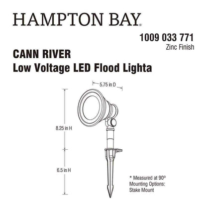 Hampton Bay Cann River Silver Low Voltage Hardwired Landscape Flood Light