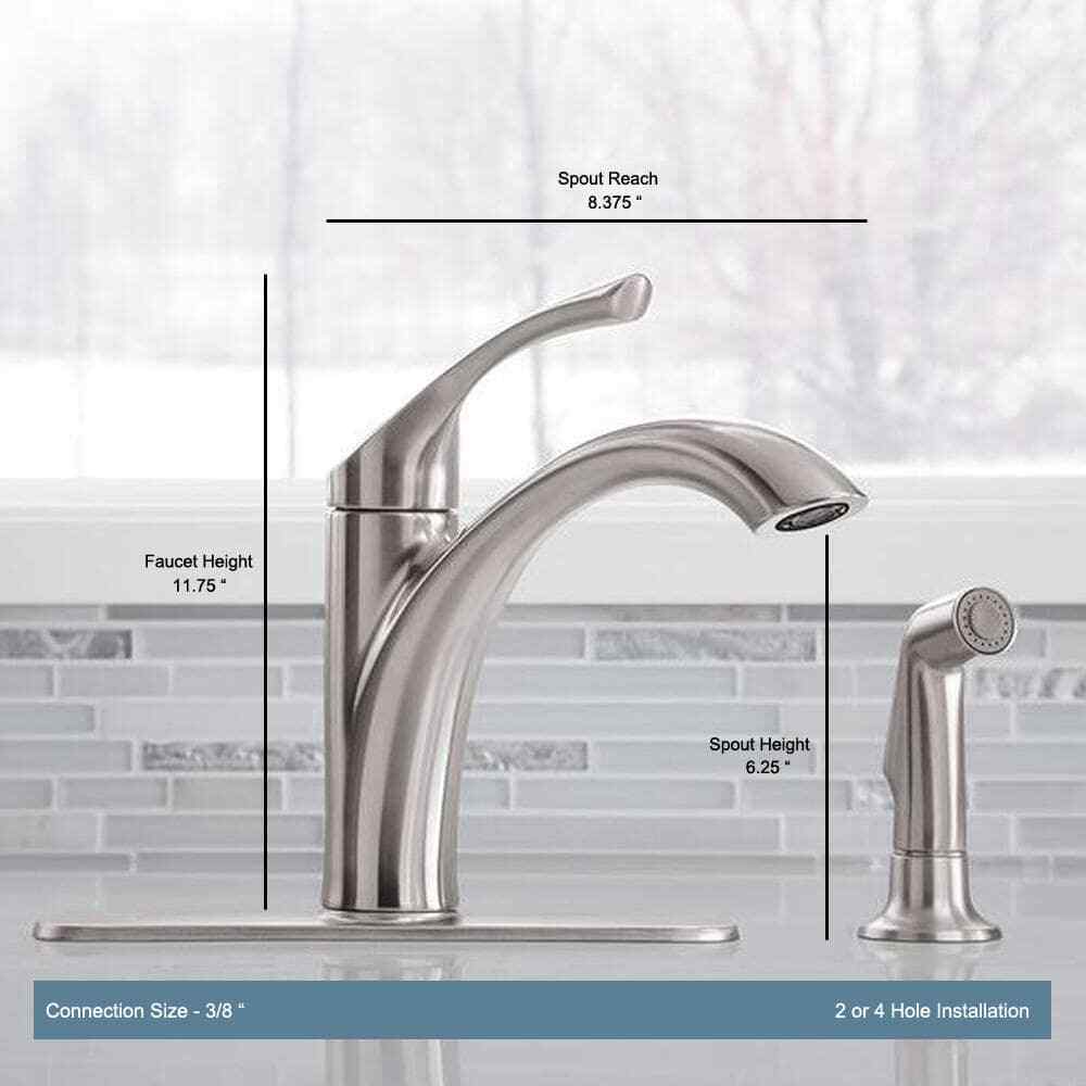KOHLER Mistos Single-Handle Standard Kitchen Faucet w/ Side Sprayer