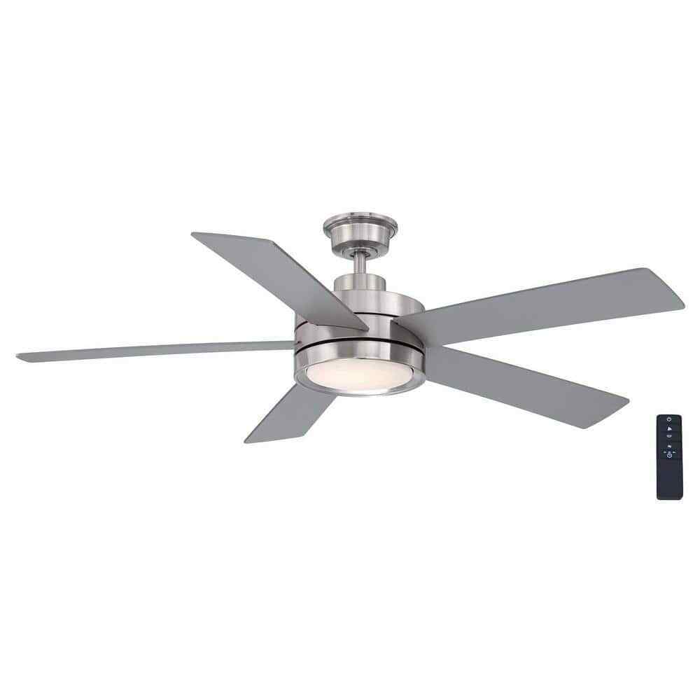 Home Decorators Baxtan 56 in. Integrated LED Indoor Brushed Nickel Ceiling Fan