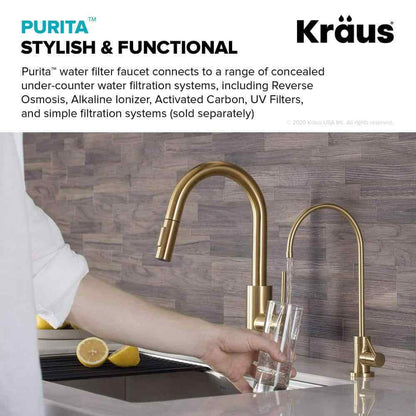 KRAUS Purita Single Handle 100% Lead-Free Beverage Faucet in Brushed Brass