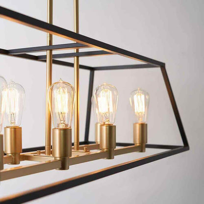 Artika Carter 8-Light Black Gold Modern Industrial Cage Chandelier Light Fixtur