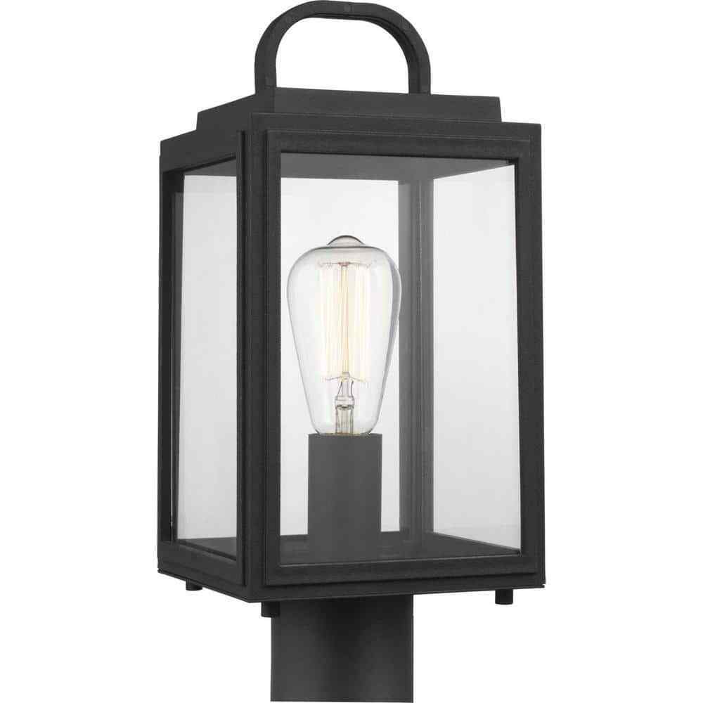 Progress Lighting Grandbury Textured Black Clear Glass Outdoor Post Light