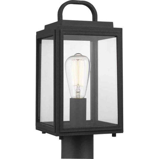 Progress Lighting Grandbury Textured Black Clear Glass Outdoor Post Light