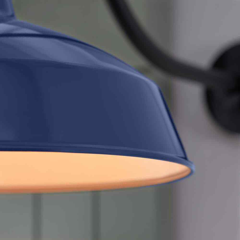 Hampton Bay Easton 14 in. 1-Light Navy Blue Barn Outdoor Wall Lantern Sconce