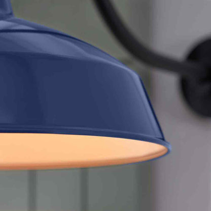 Hampton Bay Easton 14 in. 1-Light Navy Blue Barn Outdoor Wall Lantern Sconce
