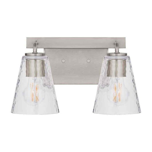 Home Decorators Westbrook 2-Light Brushed Nickel Modern Bathroom Vanity Light