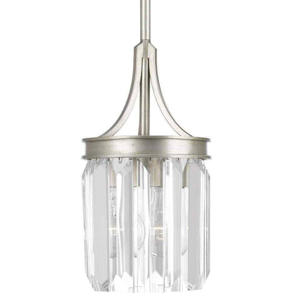 Progress Lighting Glimmer 1-Light Silver Ridge Mini Pendant with Clear Glass