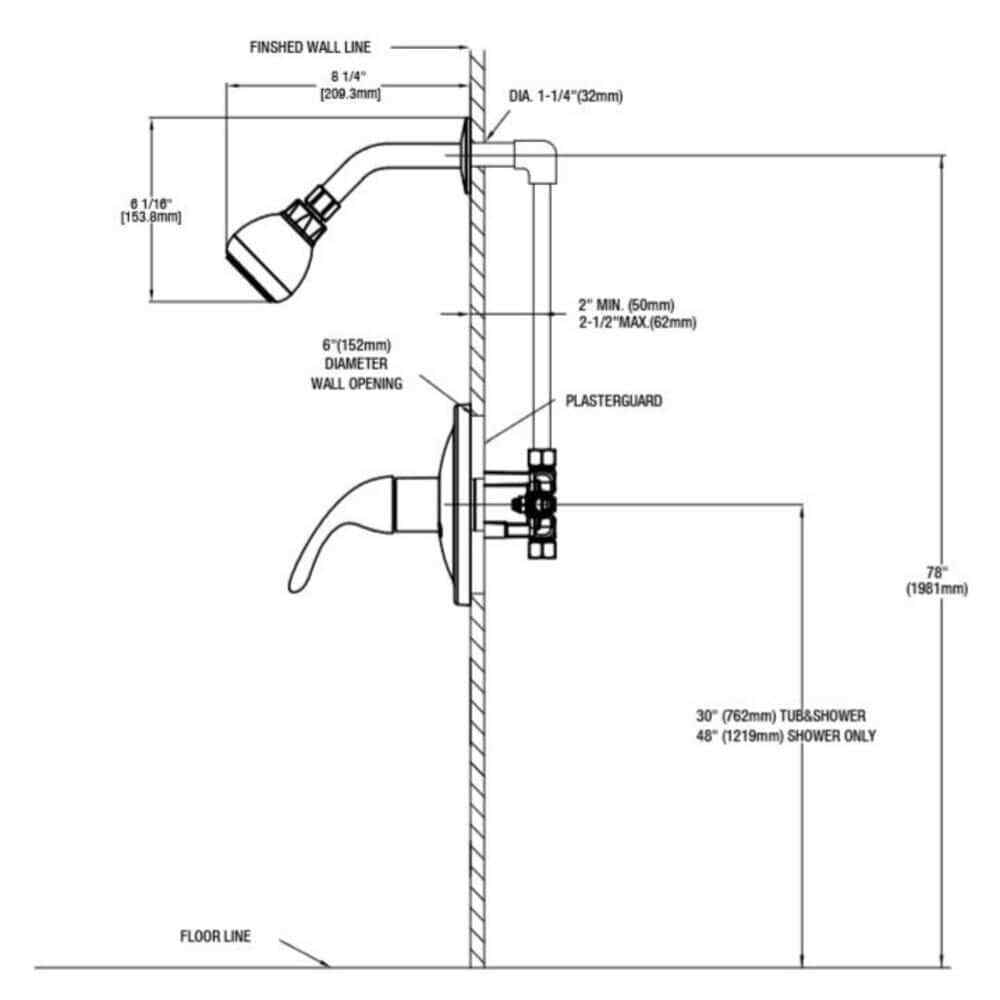 Glacier Bay Builders Single Handle 1-Spray Shower Faucet 1.8 GPM Brushed Nickel