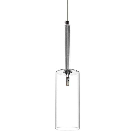 LamQee 1-Light Clear Cylinder Pendant Light with Glass Shade 06FTL0239CBK