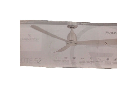 FANIMATION Kute 52 in. Indoor/Outdoor Matte White Ceiling Fan w/ Remote Control
