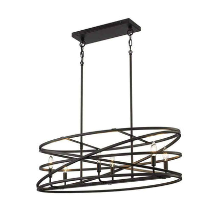 Home Decorators Collection Sarolta Sands 6-Light Black Island Hanging Light