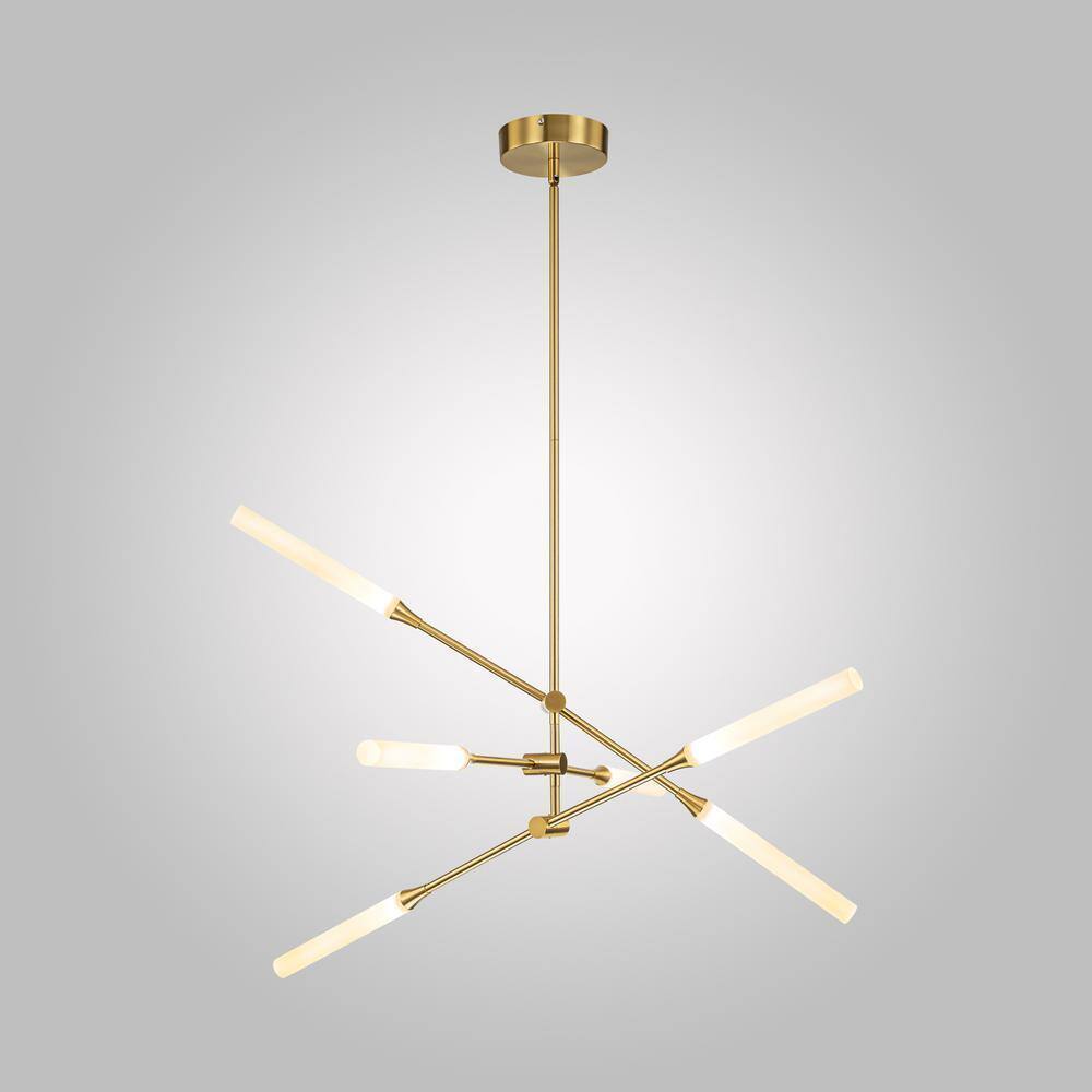 RRTYO Sumler 6-Light Integrated LED Gold Linear Sputnik Chandelier 8101000004863