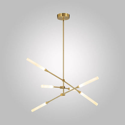 RRTYO Sumler 6-Light Integrated LED Gold Linear Sputnik Chandelier 8101000004863