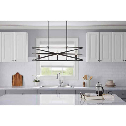Home Decorators Sarolta Sands Bronze Kitchen Island Light w/ Linear Metal Shade