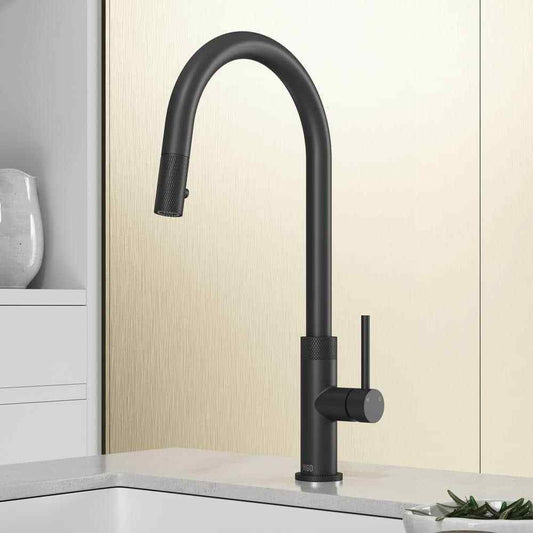 VIGO Bristol Single Handle Pull-Down Sprayer Kitchen Faucet in Matte Black