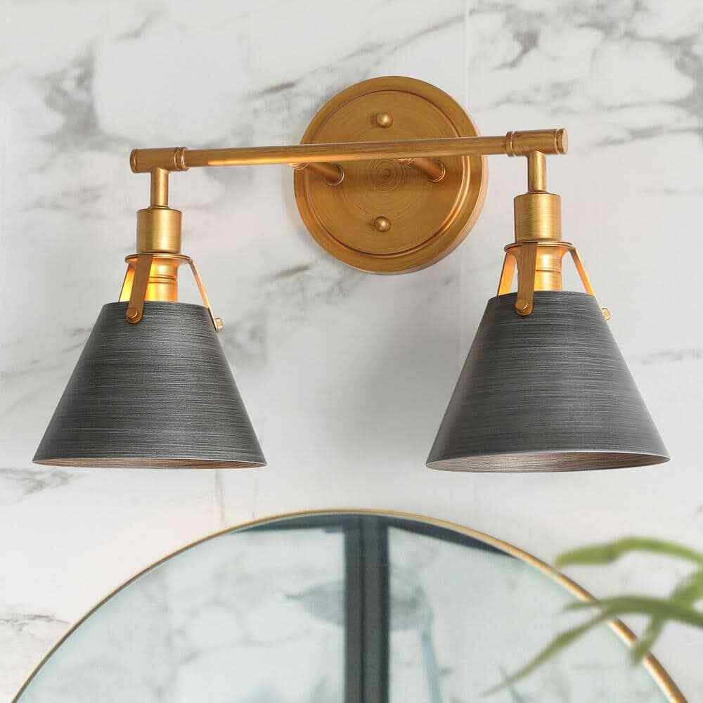 LNC Vintage Gold/Gray Modern Vanity Light with Bell/Cone Shades