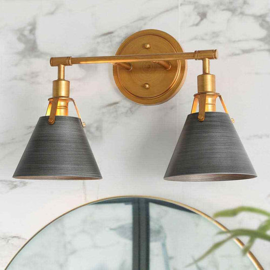 LNC Vintage Gold/Gray Modern Vanity Light with Bell/Cone Shades