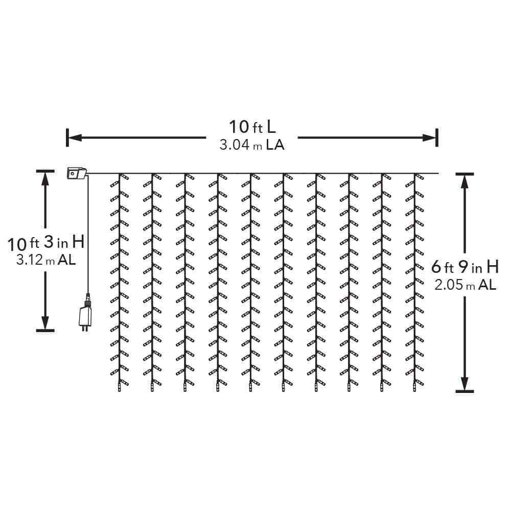 Hampton Bay Outdoor/Indoor 10 ft.LED 10 Strand Willow Curtain String Light