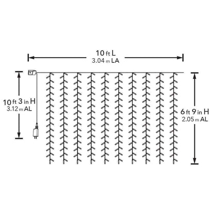 Hampton Bay Outdoor/Indoor 10 ft.LED 10 Strand Willow Curtain String Light