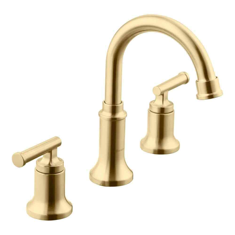 Glacier Bay Oswell 8 in. Widespread 2-Handle High-Arc Bathroom Faucet Matte Gold