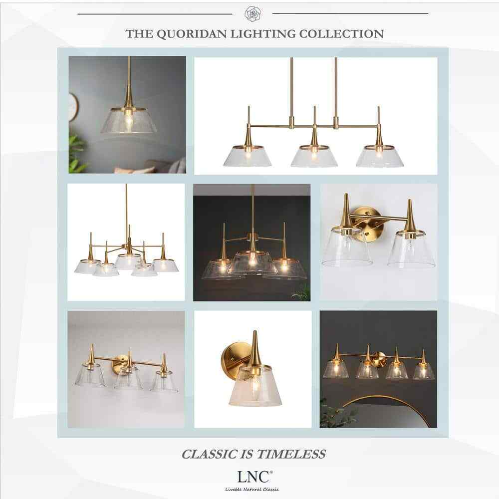 LNC 34.5 in. Large Brass Modern Island Linear Chandelier Kitchen Light