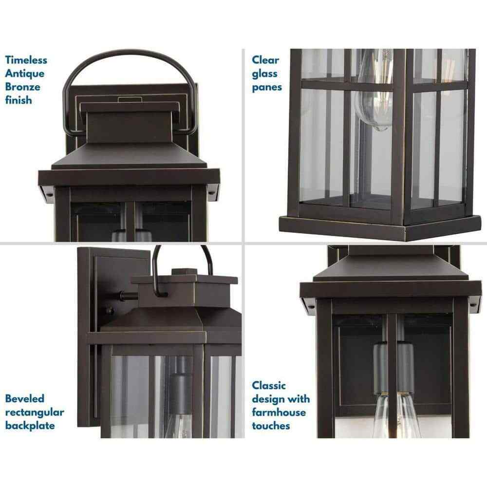 Progress Lighting Williamston 7 in. Antique Bronze Clear Glass Wall Lantern