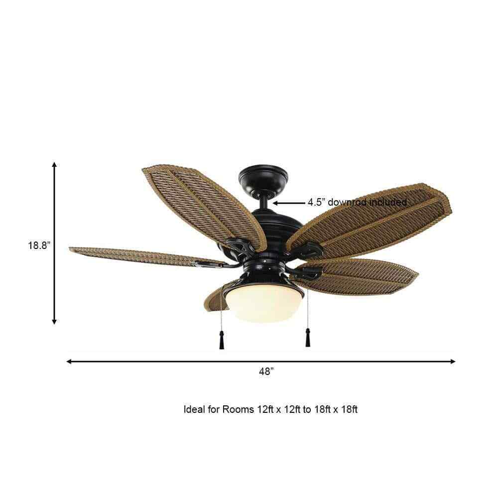 Hampton Bay Palm Beach III 48 in. LED Indoor/Outdoor Natural Iron Ceiling Fan