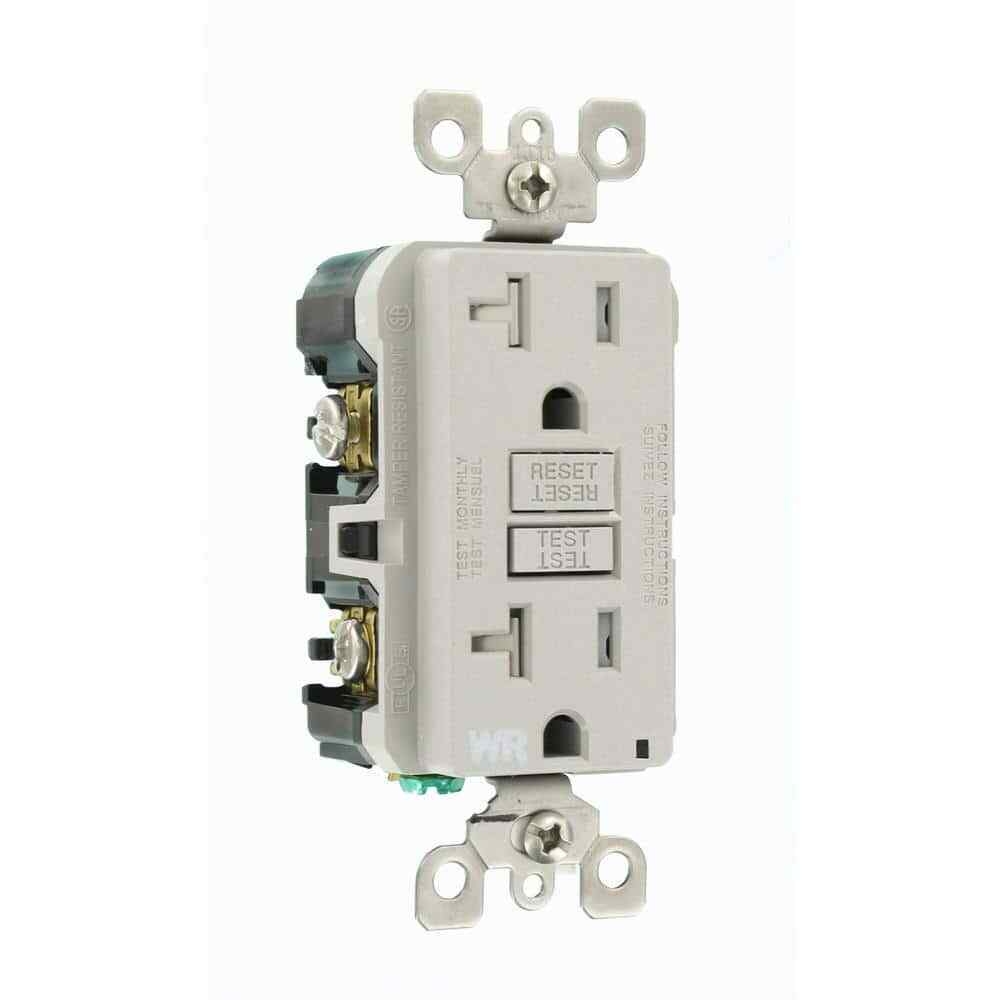 Leviton 20 Amp SmartlockPro Weather/Tamper Resistant GFCI Duplex Outlet Gray