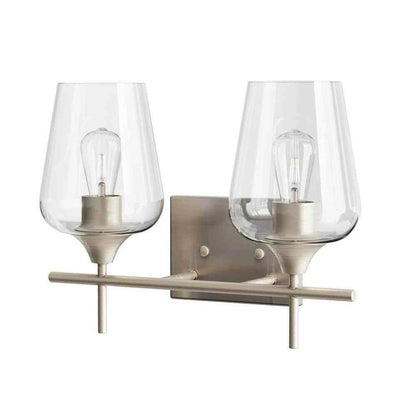 Merra 2-Light Brushed Nickel Wall Sconce Vanity Lights with Glass Shade