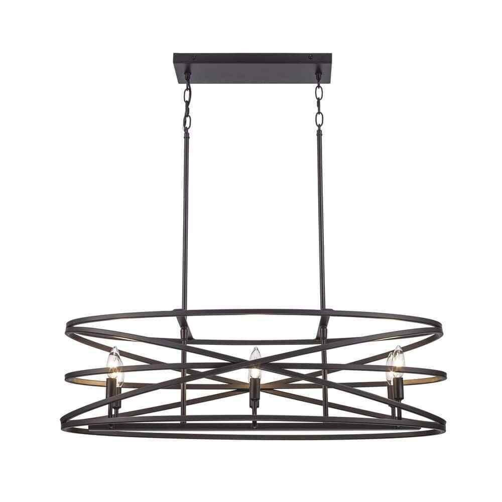 Home Decorators Sarolta Sands Bronze Kitchen Island Light w/ Linear Metal Shade