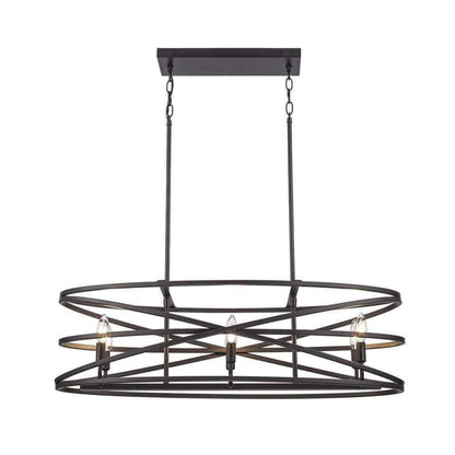 Home Decorators Sarolta Sands Bronze Kitchen Island Light w/ Linear Metal Shade