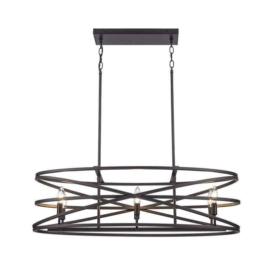 Home Decorators Sarolta Sands Bronze Kitchen Island Light w/ Linear Metal Shade
