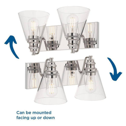 Hampton Bay Manor 15.3 in. 2-Light Polished Nickel Bathroom Vanity Light