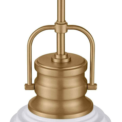 Home Decorators Shelston 10 in. White and Brass Hanging Pendant w/ Metal Shade