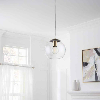Home Decorators Collection 1-Light Antique Brass and Glass Mini-Pendant AF42409S