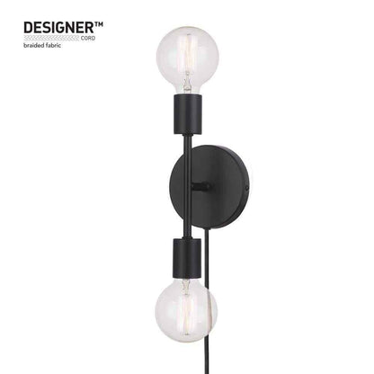Hampton Bay Stockport 2-Light Matte Black Wall Sconce 65742